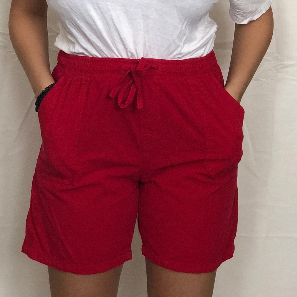 WOMENS RED DRAW STRING SHORTS
